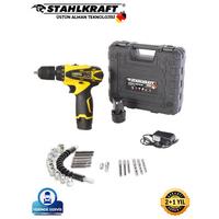 STAHLKRAFT STH 9150 S 12V Çift Akülü Şarjlı Matkap Li-İon Bataryalı 27 Parça Setli