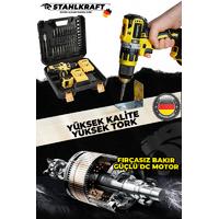 STAHLKRAFT STH 9182 S 58Vf Çelik Mandren Çift Akülü Li-ion Bataryalı Matkap 30 Parça Hediyeli