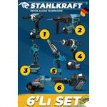 STAHLKRAFT STH 9947 58 VF 6 Lı MAX Plus Set Torklu Vidalama + Somun Sıkma + Hilti + Darbeli Matkap + Taşlama + Dal Budama Testeresi + Dal Budama Makası